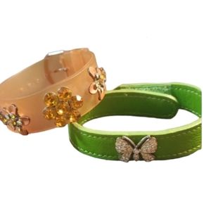 Vintage 90s bracelets! Jelly band crystals and velcro faux leather butterfly